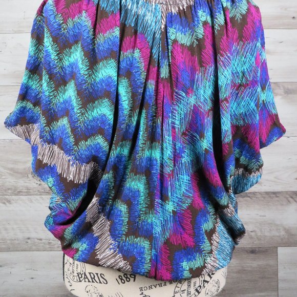 Scott* Women's V-Neck Tie Dolman‎ Sleeves Elastic Waist Blouse~ Size Small - Picture 8 of 14